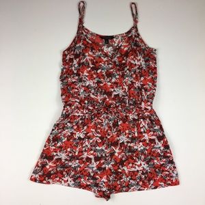 Banana Republic Orange Floral Shorts Romper